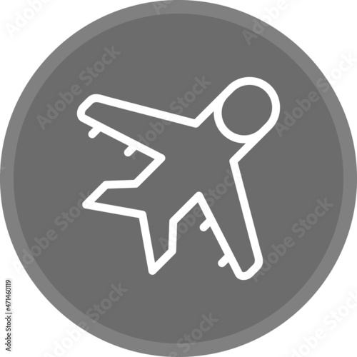 Air Plane Line Circle Grey Vector Icon Design