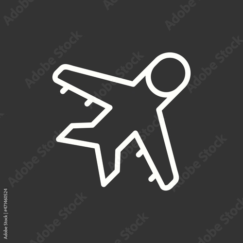 Air Plane Line Inverted Vector Icon Design