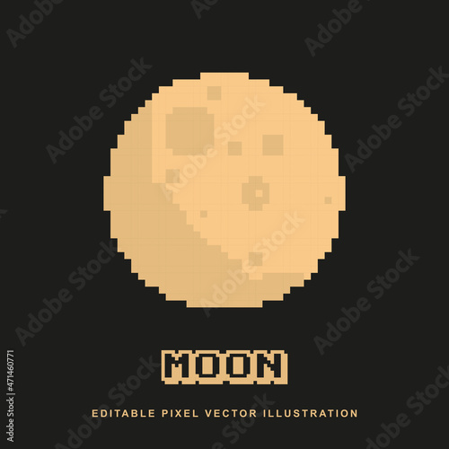 Pixel yellow moon creative design icon vector illustration for video game asset, motion graphic and others