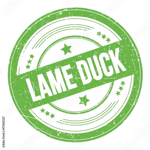 LAME DUCK text on green round grungy stamp. photo