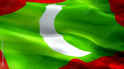 Maldives Island flag. National 3d Maldives flag waving. Sign of Maldivian seamless loop animation. Maldives flag HD Background. Maldivian flag Closeup 1080p Full HD video for presentation for Victory  photo