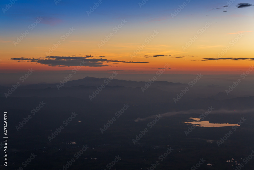 Fototapeta premium Aerial view, landscape from the top of mountain 