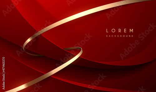 Abstract red and gold ribbons background
