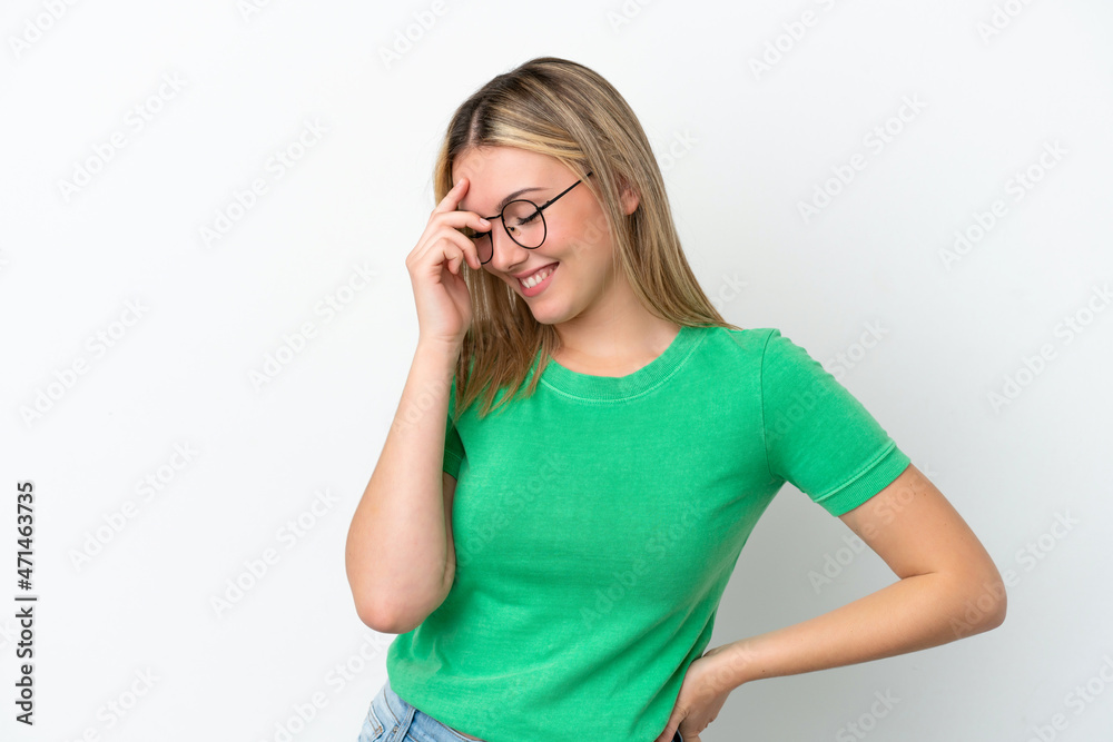 Young caucasian woman isolated on white background laughing Young caucasian woman isolated on white background laughing