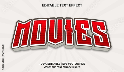 Movies Editable Text Effect Style Vector