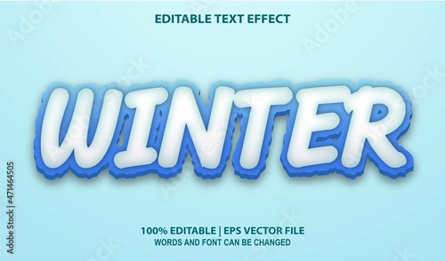 Winter editable text effect style vector