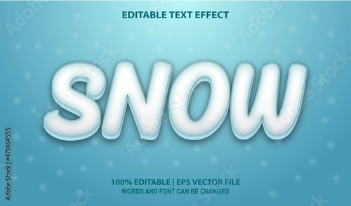 Snow editable text effect style vector