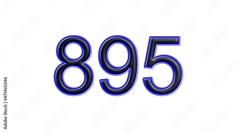 blue 895 number 3d effect white background blue 895 number 3d effect white background