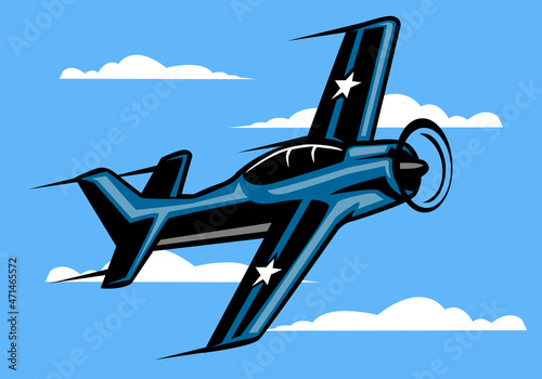 Vintage plane aviation illustration