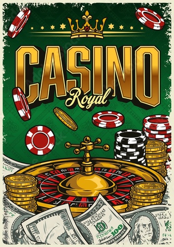 Gambling colorful vintage poster