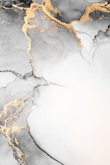 Black gold abstract background of marble liquid ink art painting on paper . Image of original artwork watercolor alcohol ink paint on high quality paper texture .