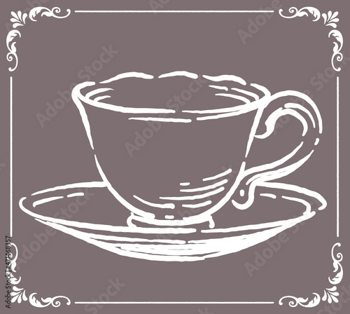 ティーカップ。アンティーク小物。ベクターイラスト素材