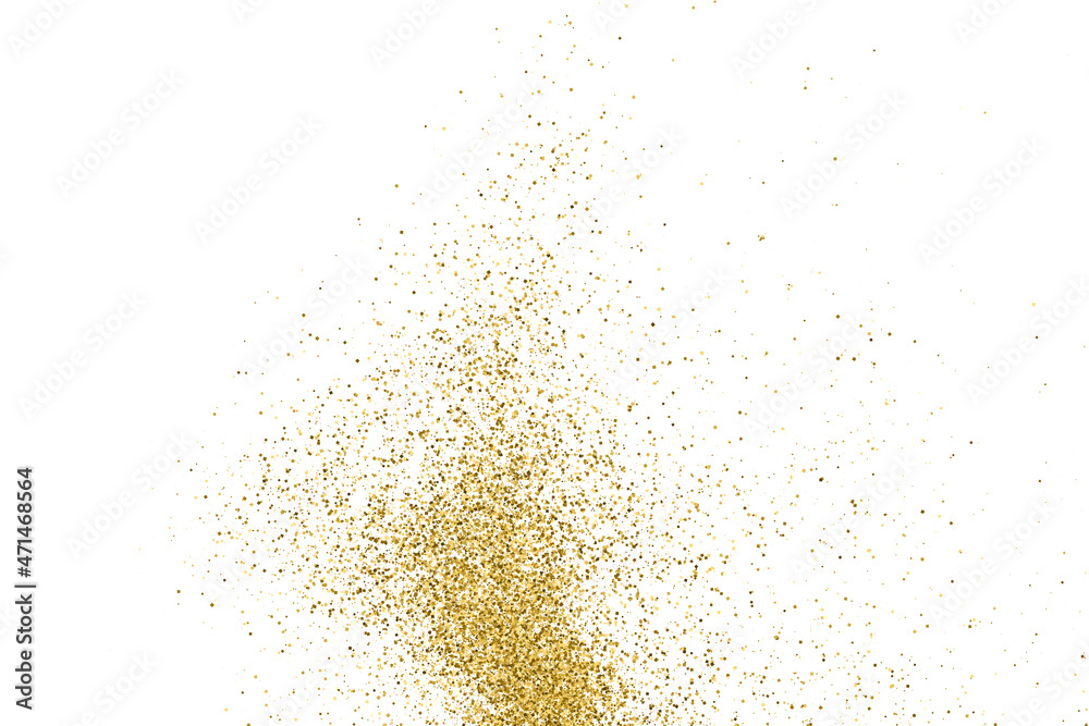 Gold Glitter Texture Isolated On White. Goldish Color Sequins. Celebratory Background. Golden Explosion Of Confetti. Vector Illustration, Eps 10.