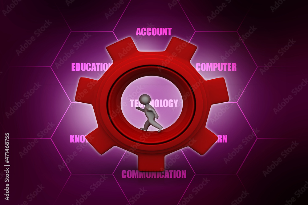 Obraz premium 3D rendering illustration. gears in man background