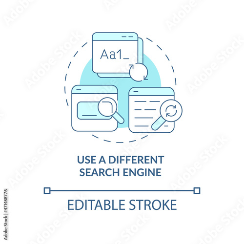 Different search engines concept icon. Anonymous web search sources of information protection abstract idea thin line illustration. Vector isolated outline color drawing. Editable stroke