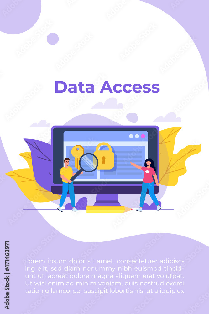 Cybersecurity, Data Access, Protection network safe data concept. Web page design templates. Vector illustration