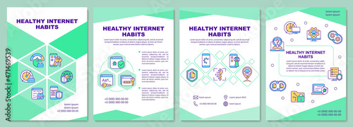 Healthy internet habits tips brochure template. Flyer, booklet, leaflet print, cover design with linear icons. Vector layouts for presentation, annual reports, advertisement pages