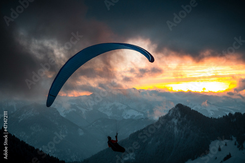 Paraglider in the evening