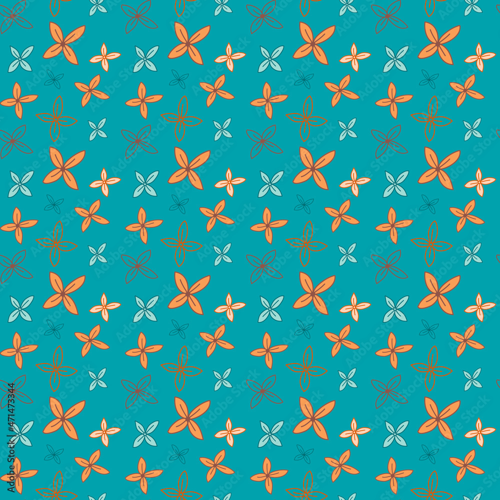 Seamless pattern with small orange yellow flowers on a green background Seamless pattern with small orange yellow flowers on a green background