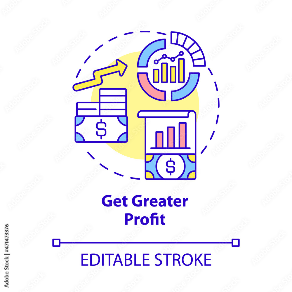 Get greater profit concept icon. Importance of business expansion abstract idea thin line illustration. Increase turnover and income of company. Vector isolated outline color drawing. Editable stroke