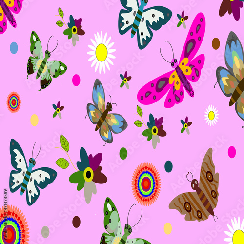 Beautiful Butterfly and Flower Vector Pattern for amazing Decoration and Background. Seamless Patterns for Textiles © salfuddin