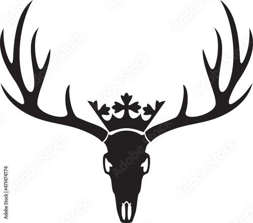 Deer skull with crown vector illustration