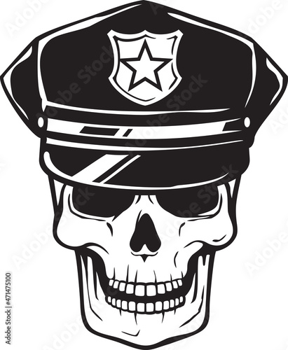 Police Officer Skull Vector Illustration