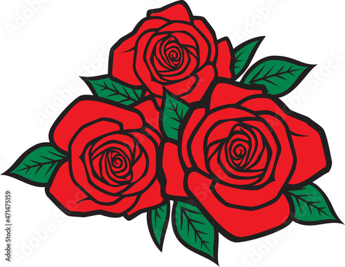 Roses bouquet color vector illustration
