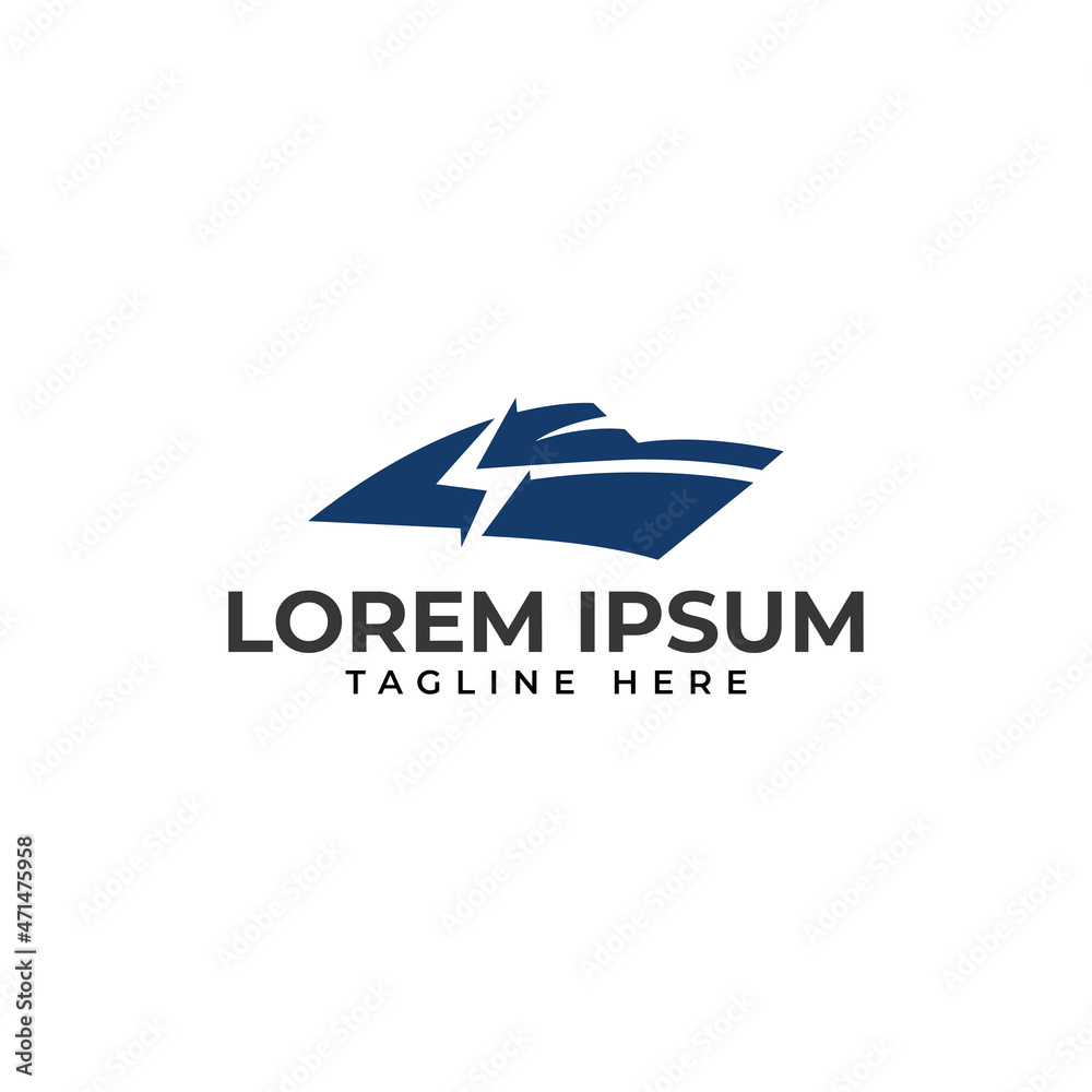 power boat logo template | speed boat logo | Yacht service logo