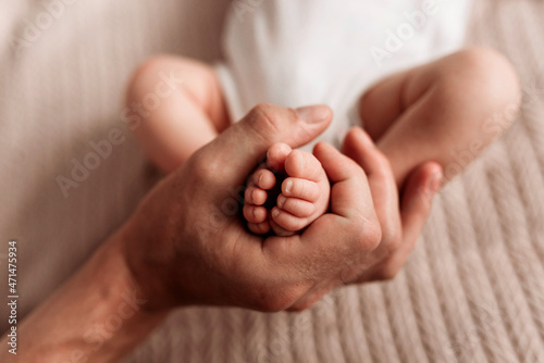 close up of sleeping baby. newborn foot