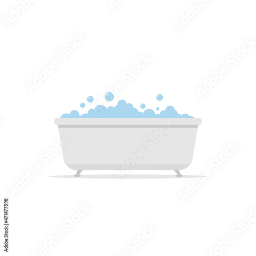 Bath tub shower vector icon. Bathtub clipart simple flat symbol