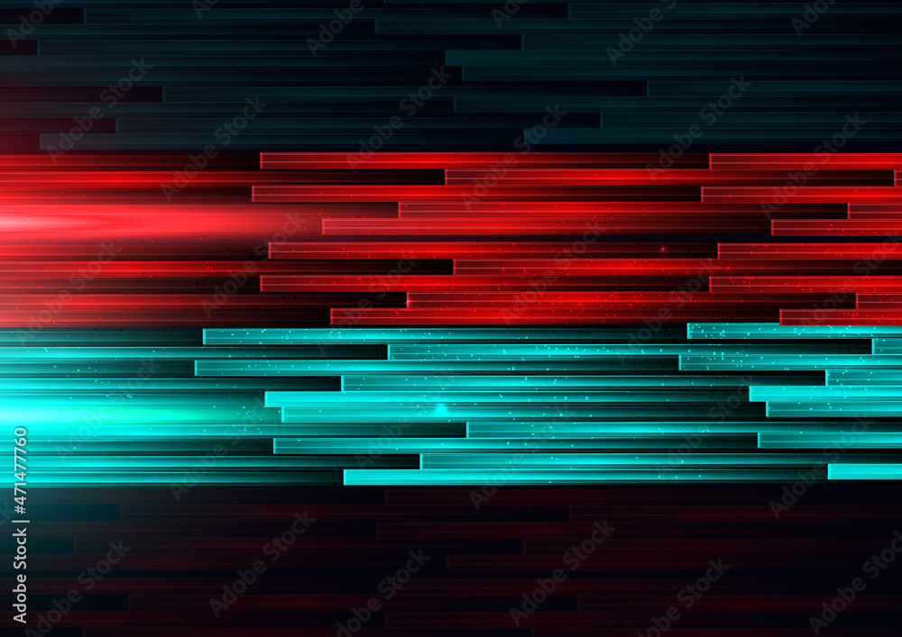 Abstract technology red and blue geometric overlapping hi speed line movement design background. Abstract technology red and blue geometric overlapping hi speed line movement design background.