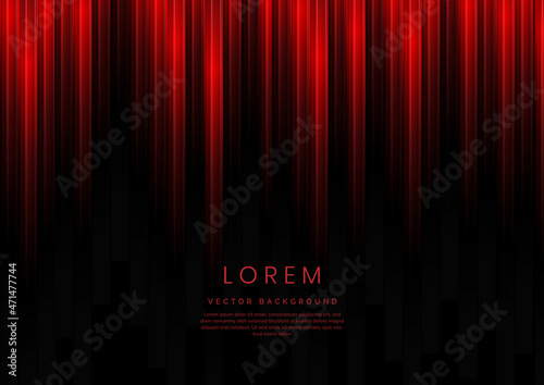 Abstract red gradient vertical geometric overlapping on black background with copy space for text. Speed technology concept.