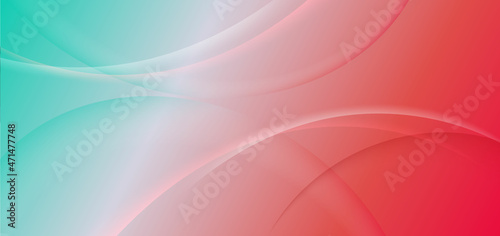 Abstract wave trendy geometric abstract background with soft green and red gradient.