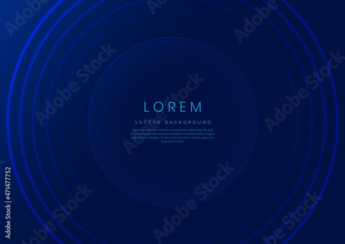 Abstract blue gradient circles layers lighting background with copy space for your text.