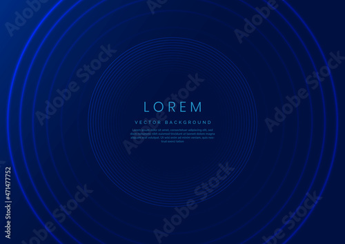 Abstract  blue gradient circles layers lighting background with copy space for your text.