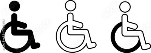 Wheelchair icon. Handicapped symbol. Wheelchair symbols set