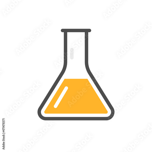 Laboratory beaker icon test tube. Chemistry experimental logo lab bubble vector icon
