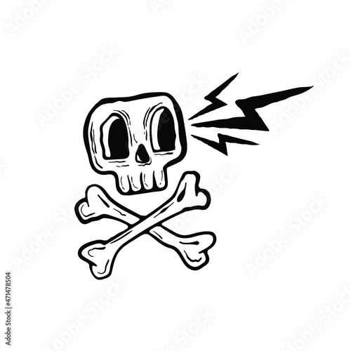 cross bone with hand drawing style free vector illustration