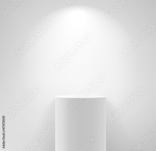 White room with column and lamp light. Realistic 3d style vector illustration © tovovan