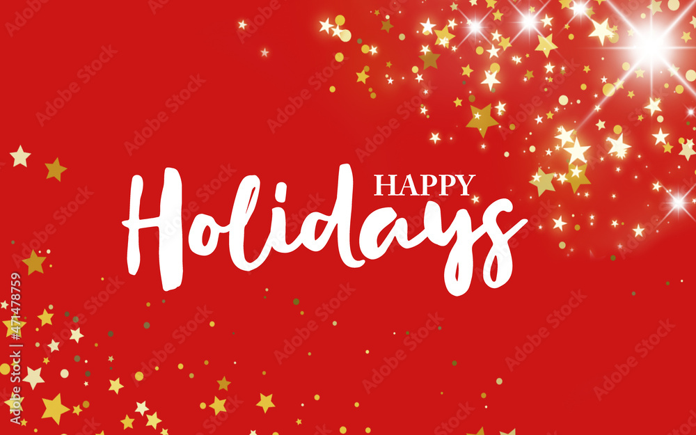 Happy holidays lettering blurred background