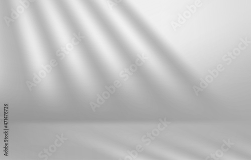 White room with shadows on the wall. Realistic 3d vector illustration with shadow overlay effect