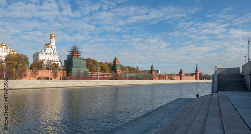 Autumn day near the Moscow Kremlin on the Moskva River