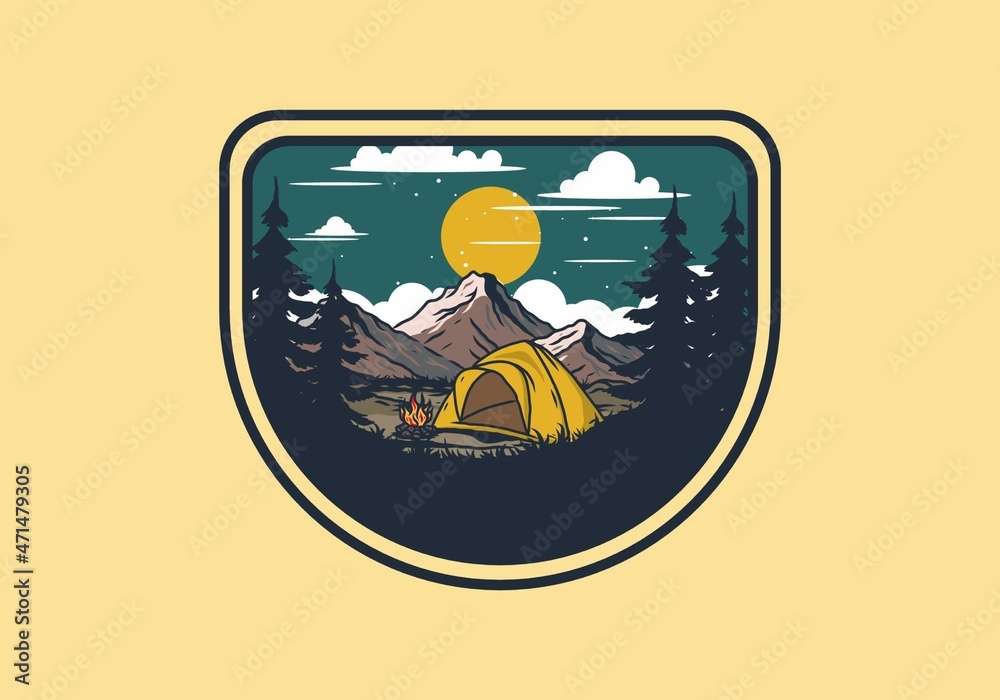 Dome tent camping illustration graphic Dome tent camping illustration graphic