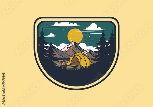 Dome tent camping illustration graphic © Adipra
