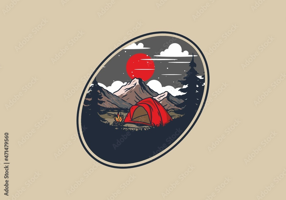 Dome tent camping illustration graphic