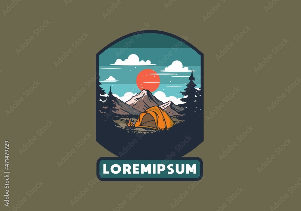 Obraz premium Dome tent camping illustration graphic