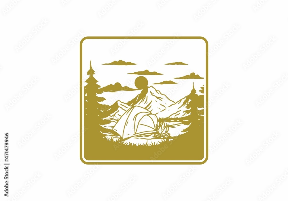 Dome tent camping illustration graphic Dome tent camping illustration graphic
