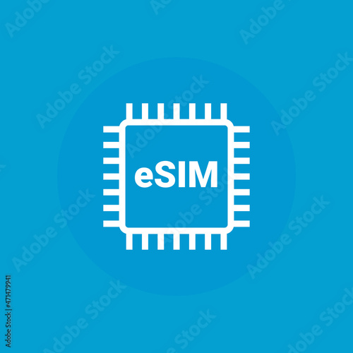 Esim chip card concept icon. Embedded sim card cellular mobile technology smart concept