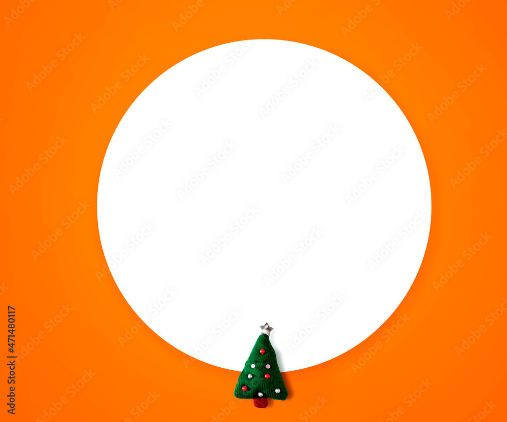 Fototapeta premium Christmas cushion tree overhead view - flat lay
